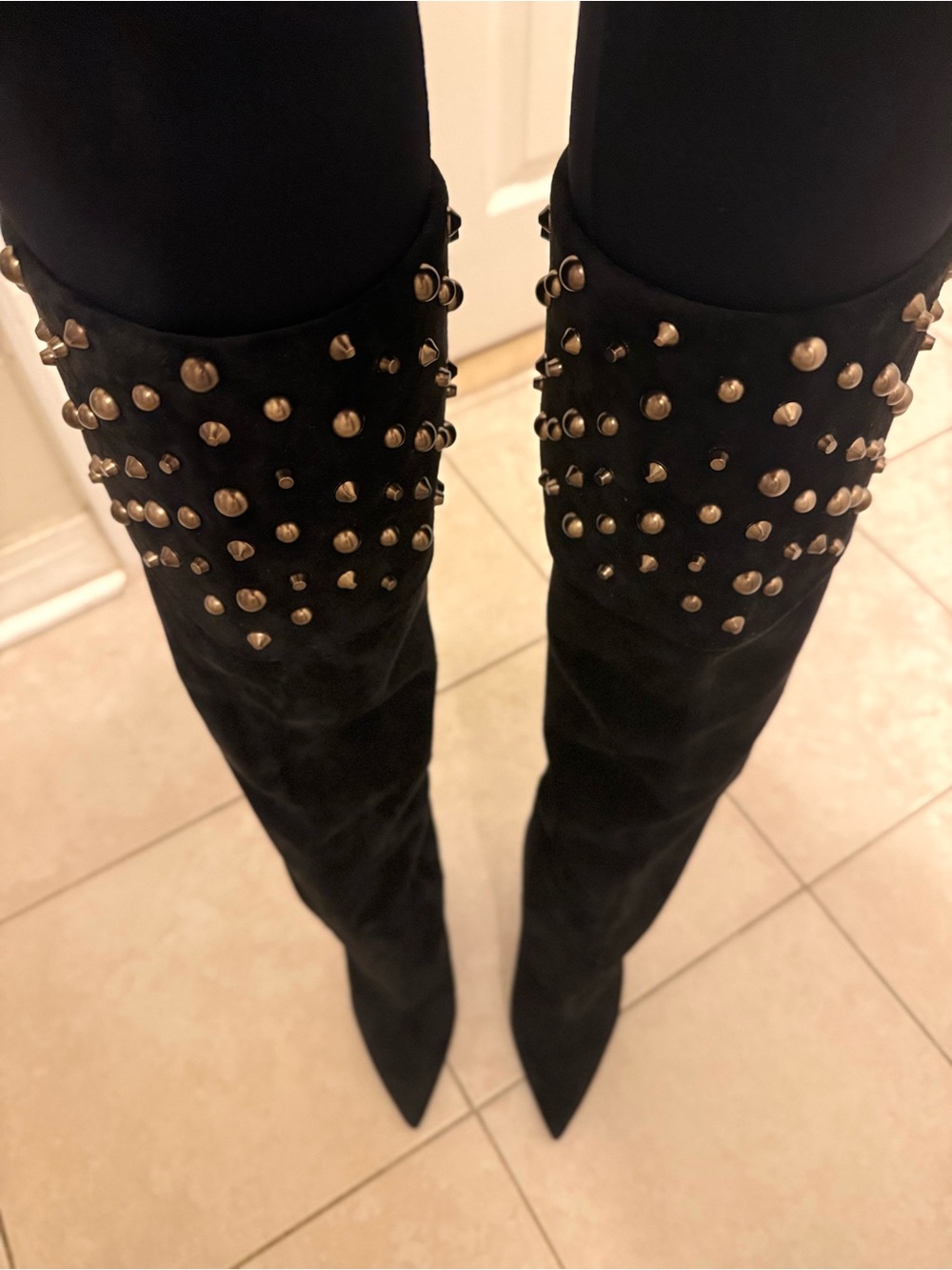 Saint Laurent Niki Over-the-Knee Studded Boots